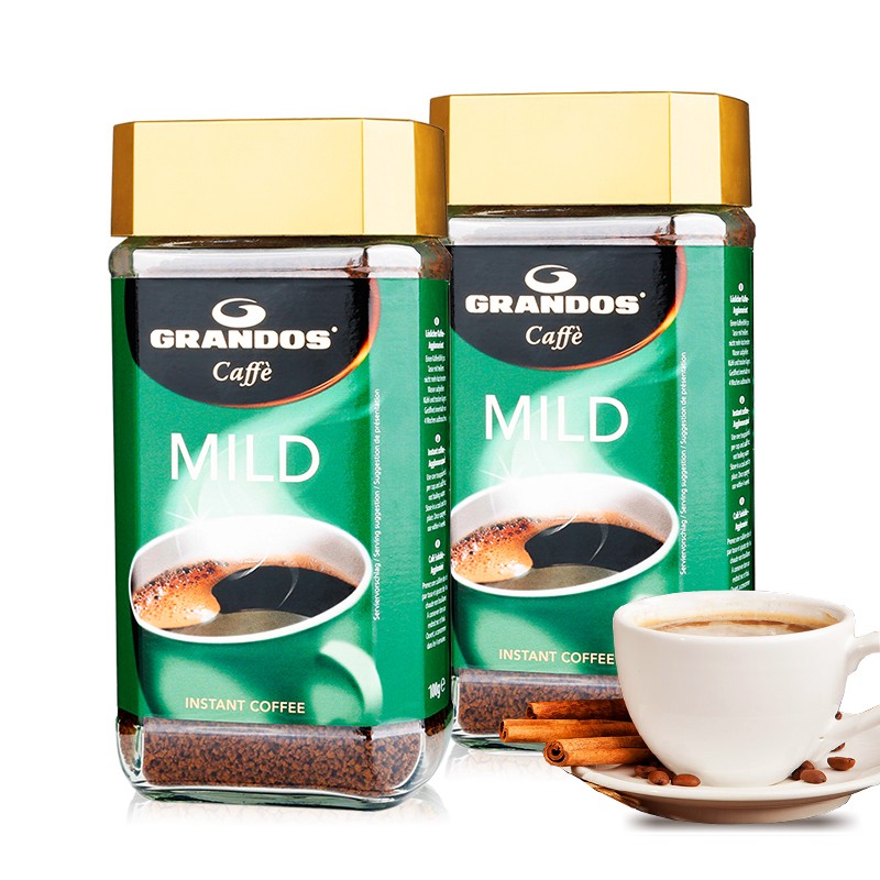 格兰特 GRANDOS 醇雅柔和速溶纯黑咖啡100g*2瓶 德国原装进口