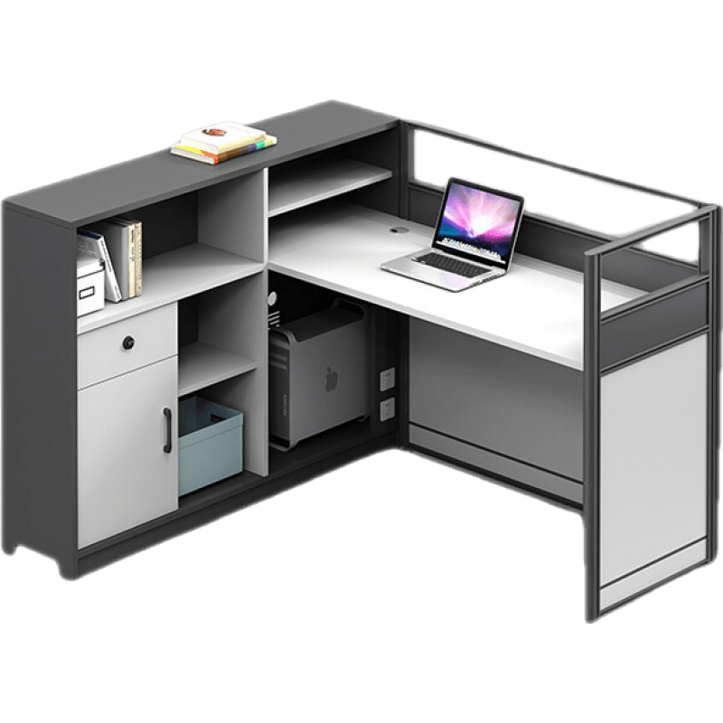 龙案 职员办公桌椅组合简约现代2/4/6人位屏风卡座财务办公室电脑桌子 F型单人位(不含柜椅)