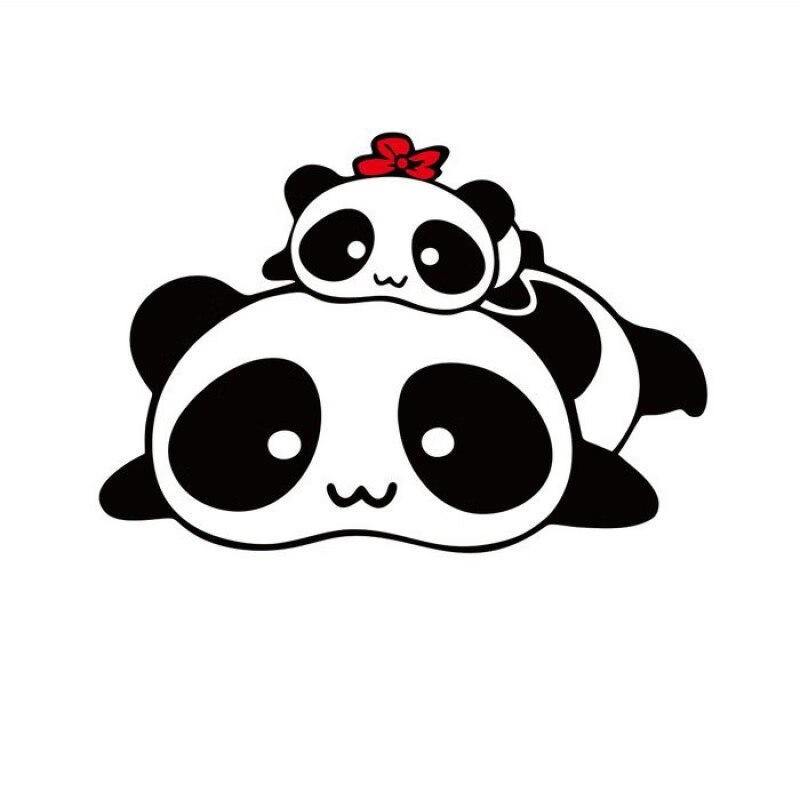 丸柠熊猫趴着贴纸趴趴熊头车贴 遮划痕贴 伤痕贴 搞笑车贴可爱贴 15x