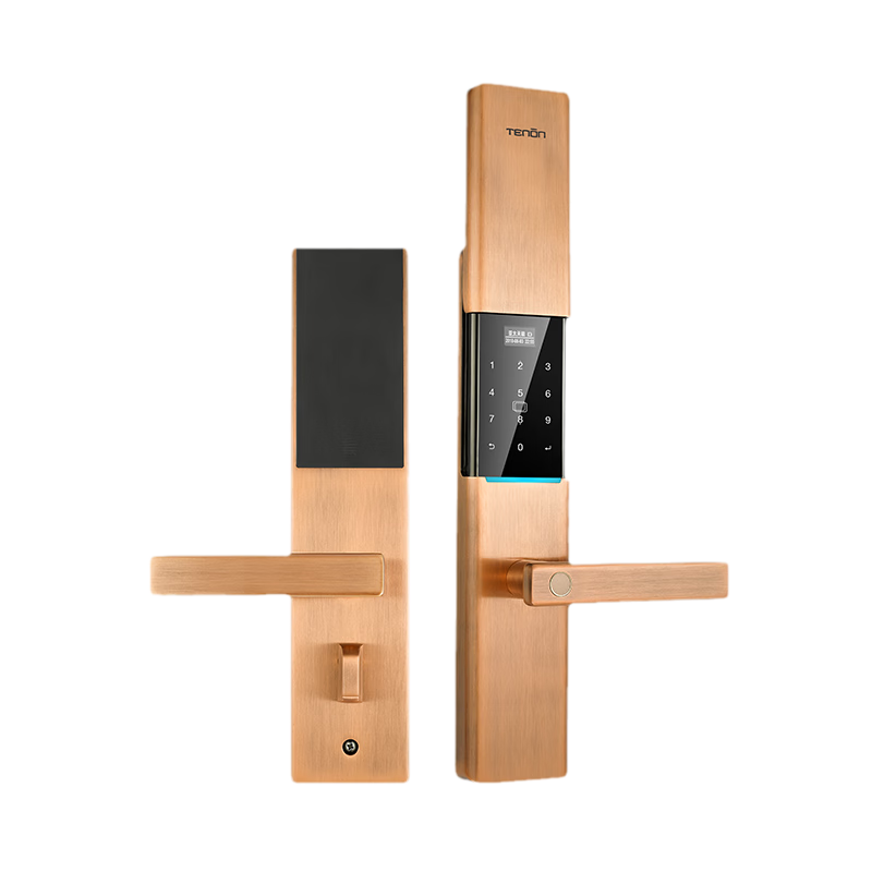 亚太天能智能门锁指纹锁一握即开电子锁自动感应智能锁v1w v1w-红古铜