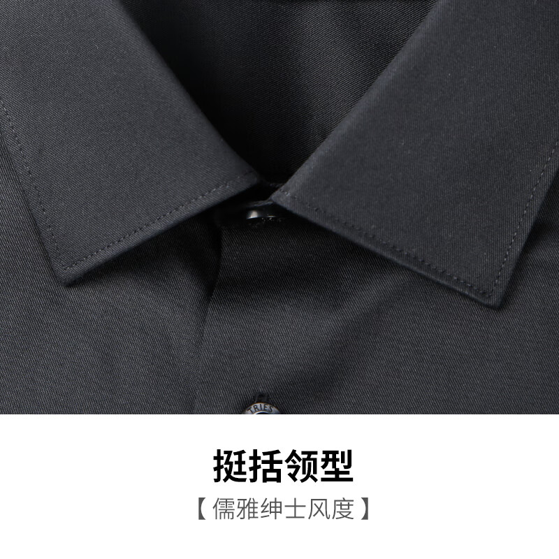 才子(TRIES)【明星同款】男士商务休闲长袖衬衫易打理纯色百搭职场白衬衣 黑色 2XL 41(175/96A)