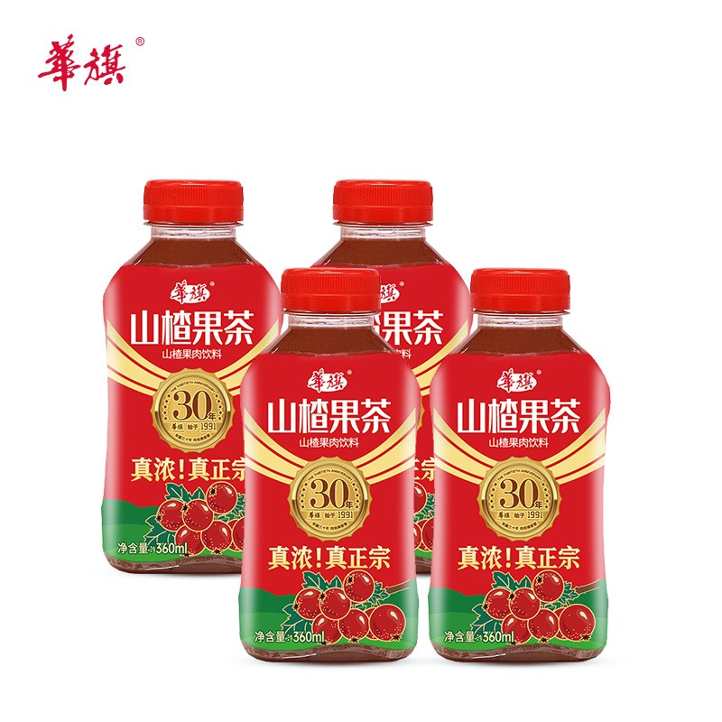华旗 华旗山楂果茶 山楂果汁果肉饮料 30年系列 360ml*4瓶