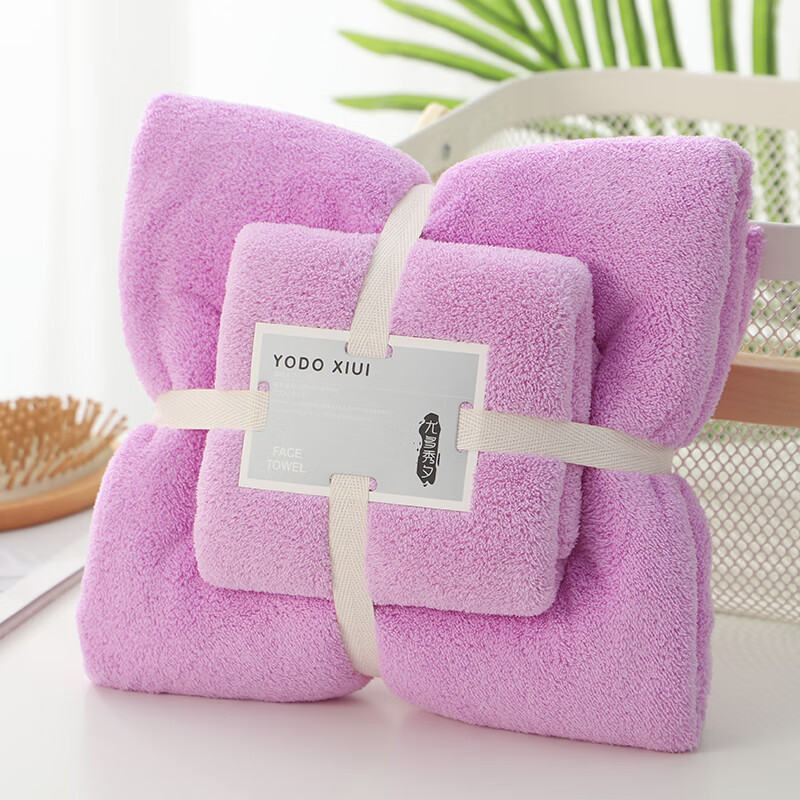睿智妈妈（witmoms)浴巾毛巾 新生婴幼儿童珊瑚绒毛巾夏凉盖毯抱毯子母套巾 紫色 浴巾+毛巾