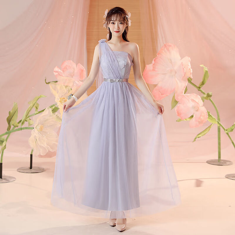 18十八生日学生艺考成人礼服女晚会宴会晚礼服肉粉色伴娘服长款婚礼晚