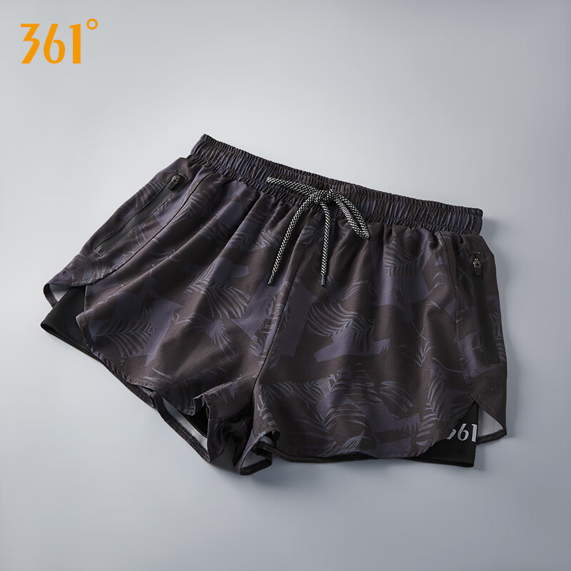 361°泳裤男士平角双层防尴尬沙滩游泳裤五分裤透气速干游泳装备 丛林