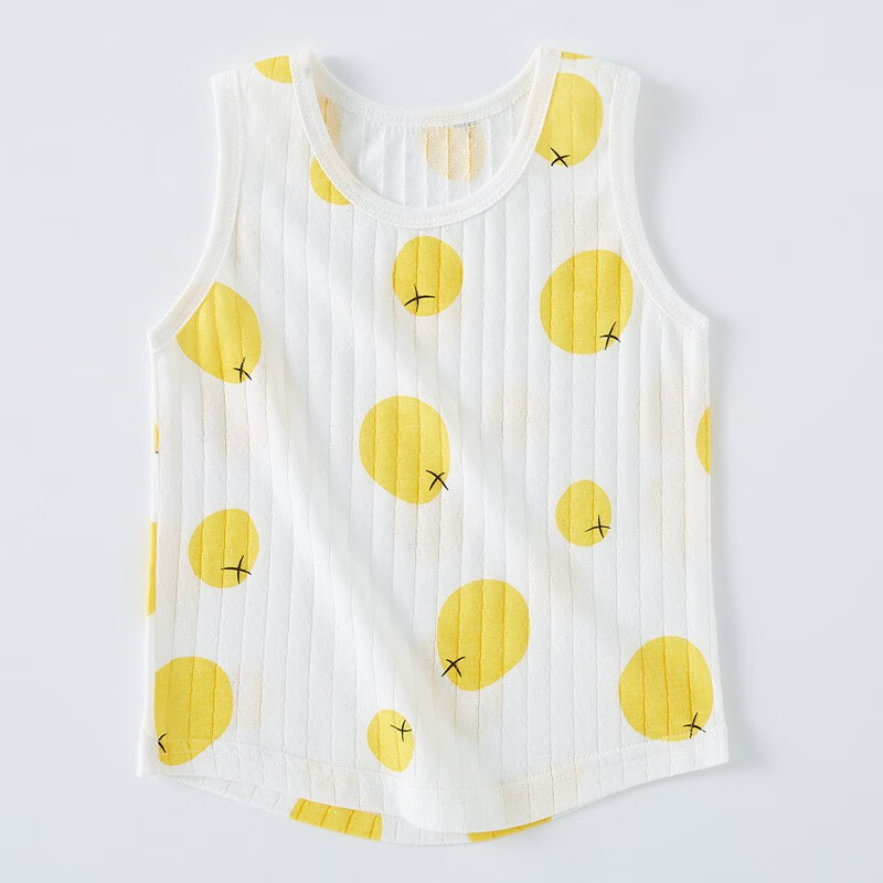 幸福六个色 时尚新款透气婴儿背心夏季纯棉薄款男童女宝宝儿童打底小背心 黄圆点 80高性价比高么?