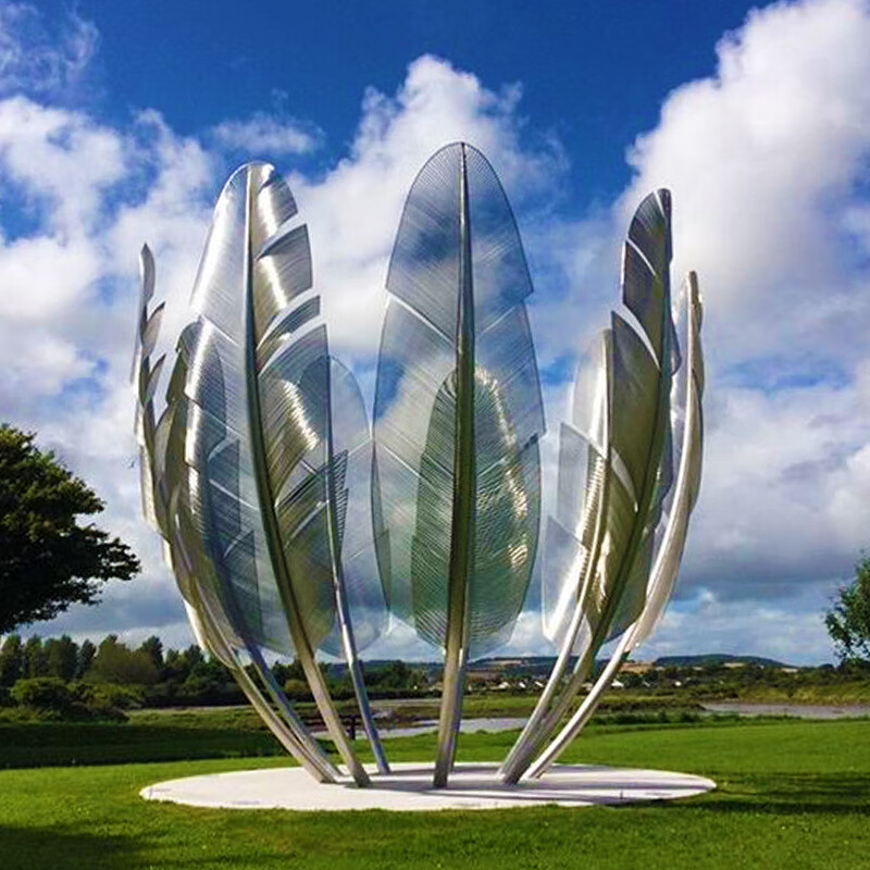 雕塑仿真抽象造景园林景观浮水装饰户外水池创意大摆 不锈钢羽毛雕塑1