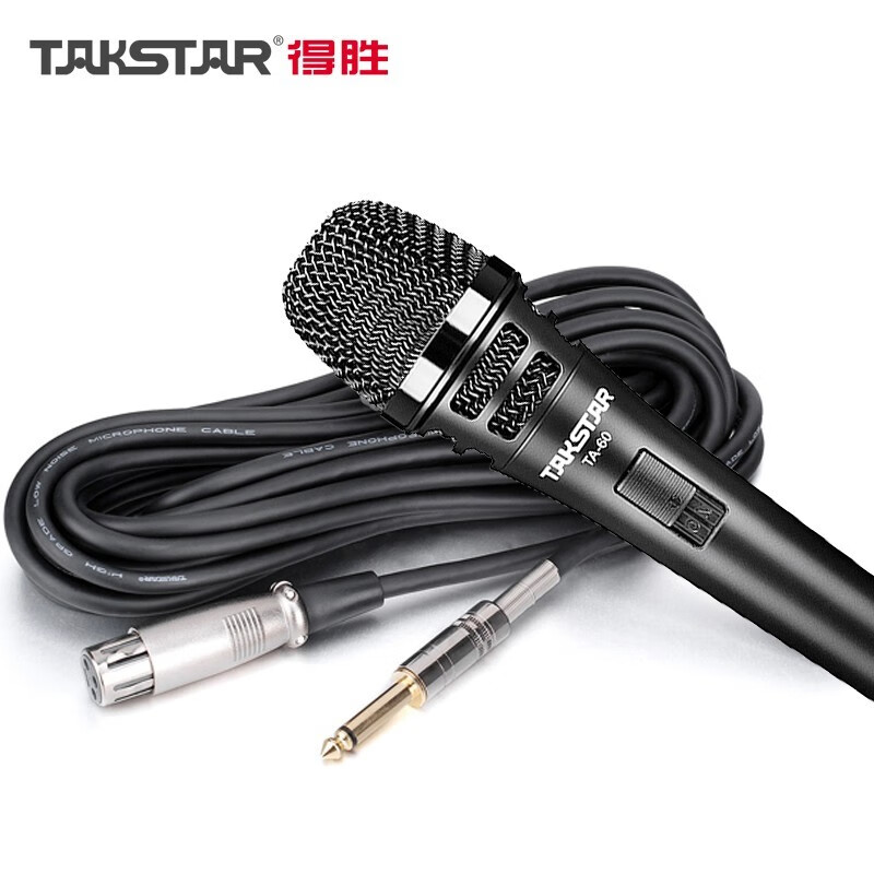 得胜(TAKSTAR)TA60专业有线动圈麦克风 直播K歌家用卡拉OK舞台户外音响调音台功放声卡演出唱歌手持主持专用话筒 6.5插头(6米长线)/调音台/音响/功放专用