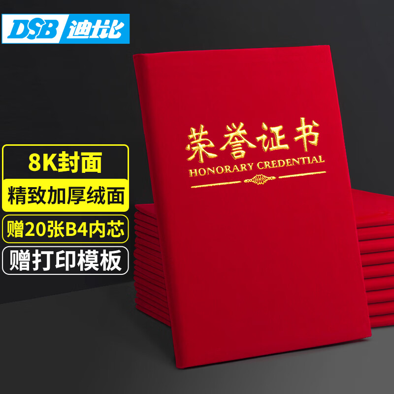 DSB 8K绒面经典款荣誉证书获奖证书颁奖证书奖状证书证书外壳 10本装【附20张内芯】050809