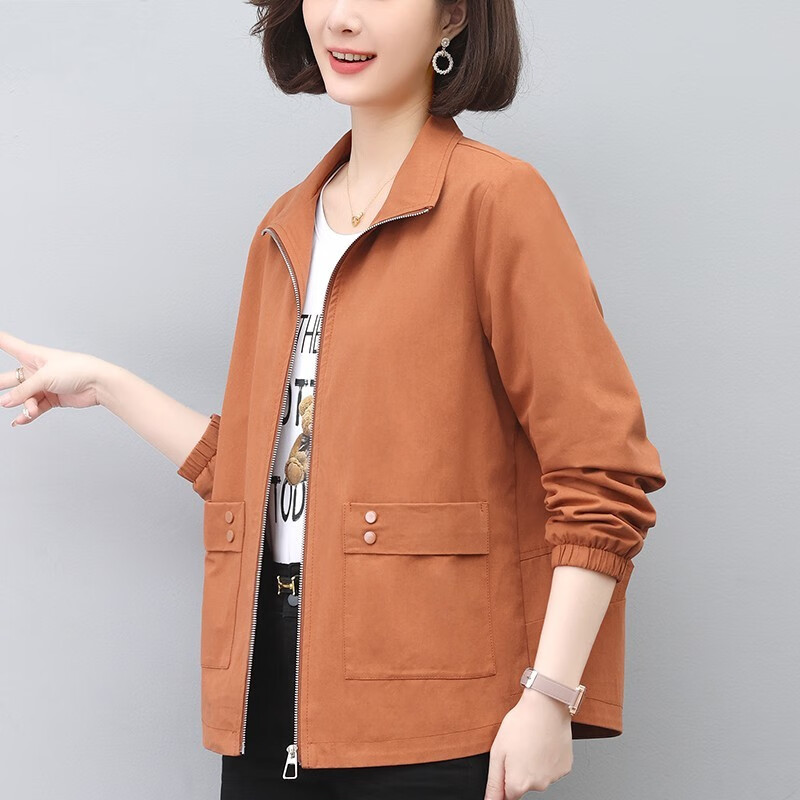 澜思莉(lansili)外套女春秋40岁50女士简约翻领棉开衫中年妈妈时尚