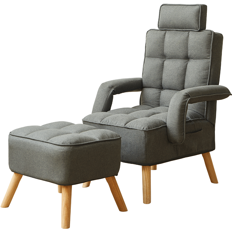 积木部落 jimubuluo 家用舒适电脑椅卧室沙发椅子书房靠背久坐懒人椅办公休闲椅 灰色增高款+脚踏