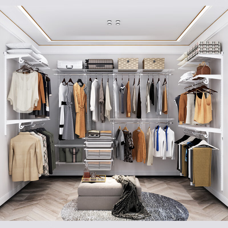 巧精灵 金属衣帽间定制u型现代简约挂墙式衣柜置物架 定制诚意金(非