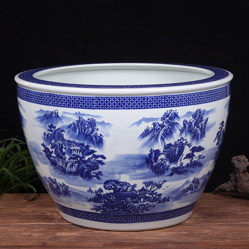 沃狮景德镇陶瓷鱼缸养金鱼缸乌龟缸睡莲盆荷花缸碗莲缸特大号鱼缸客厅