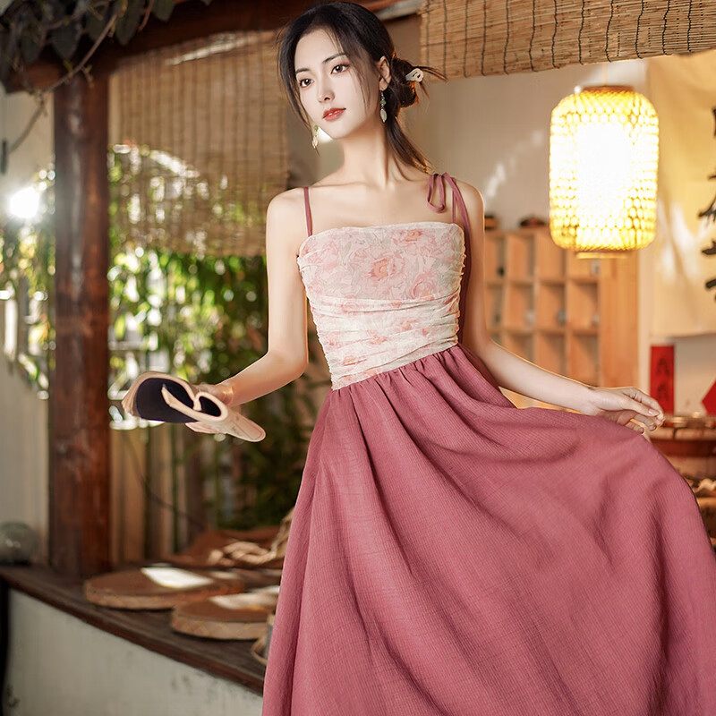 tao han超仙汉服小个子夏季日常汉元素国风吊带连衣裙新中式禅意女装