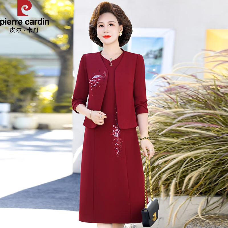 cardin)结婚礼服喜妈m喜服两件套装裙子高贵春秋衣服2024新款喜婆婆