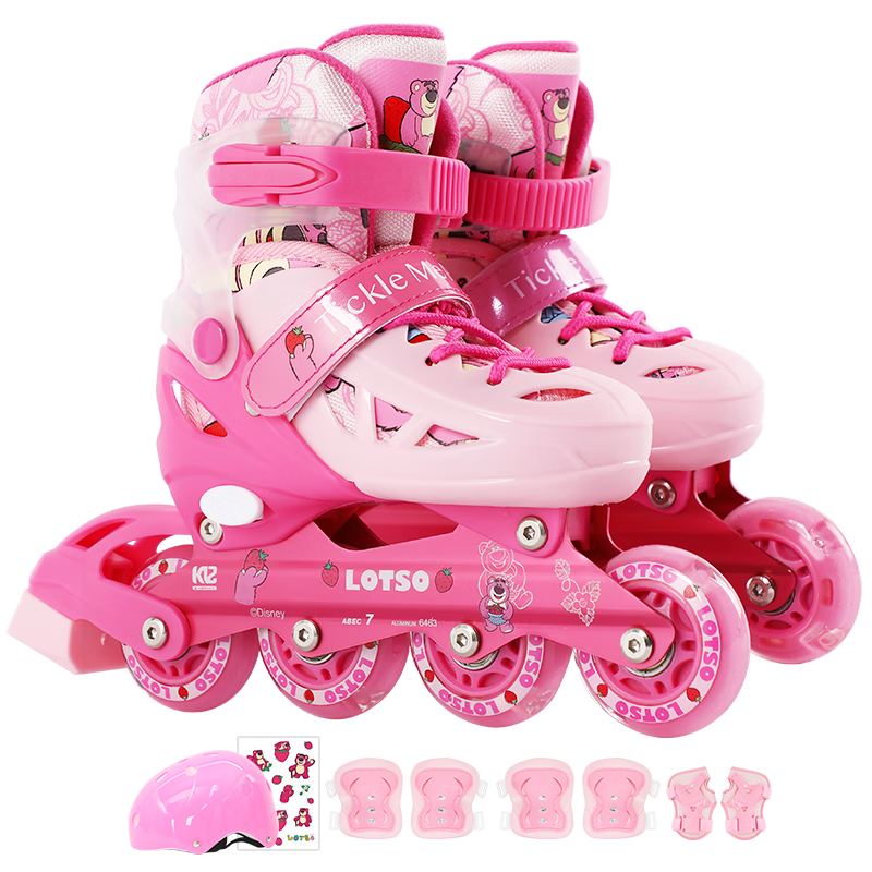 迪士尼（Disney）溜冰鞋套装儿童轮滑鞋全闪男女初学直排滑冰鞋旱冰鞋35-38