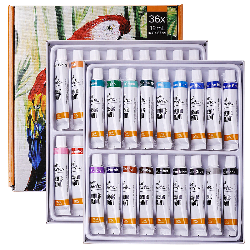 蒙瑪特(Mont Marte)丙烯顏料36色12ml 美術(shù)丙烯畫顏料兒童diy畫畫色彩套裝 涂鴉手繪墻繪防水顏料PMHS0050美術(shù)寫生