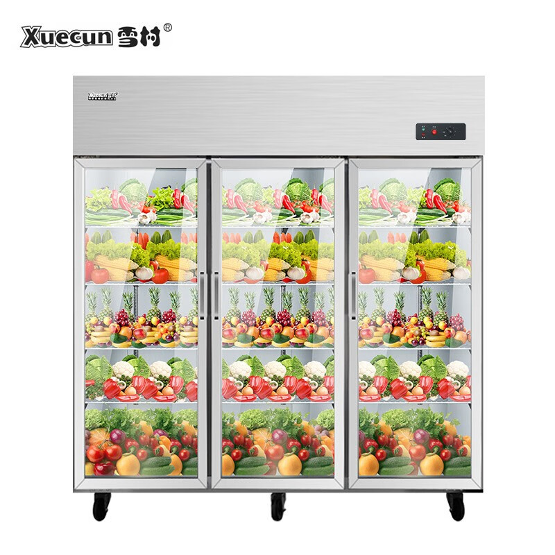 雪村 xuecun 1250l三开门冰箱商用 冷藏展示柜 水果蔬菜串串啤酒饮料