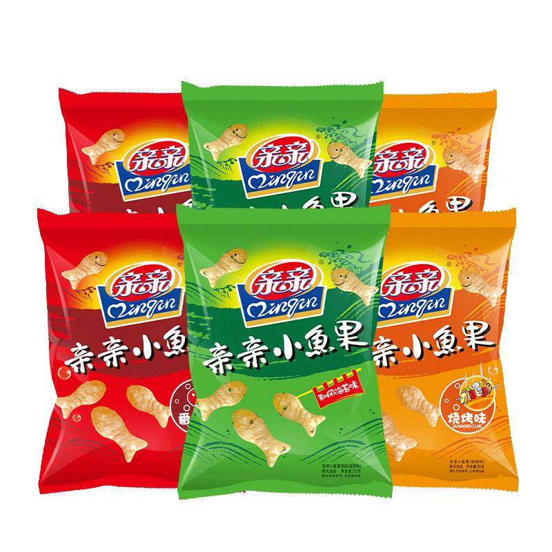 亲亲小鱼果大包儿童零食小吃休闲食品 (番茄味) 55g*6包