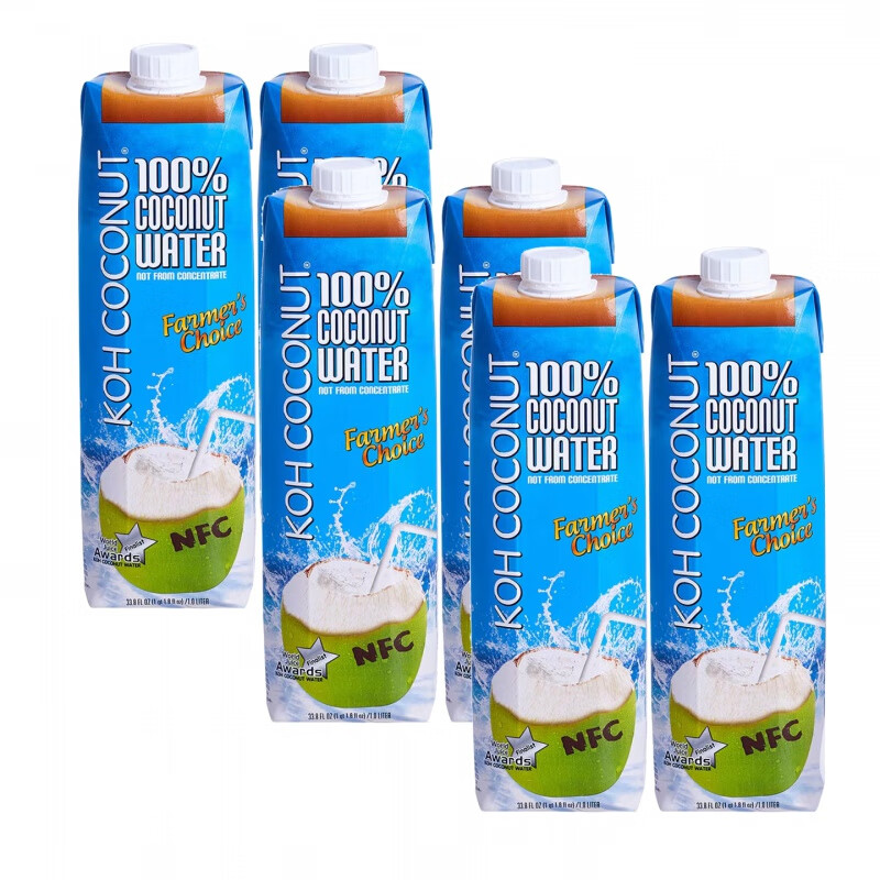 酷椰屿（Koh coconut）泰国进口纯椰子水 椰子汁1Lx12瓶装0脂肪nfc 6瓶装