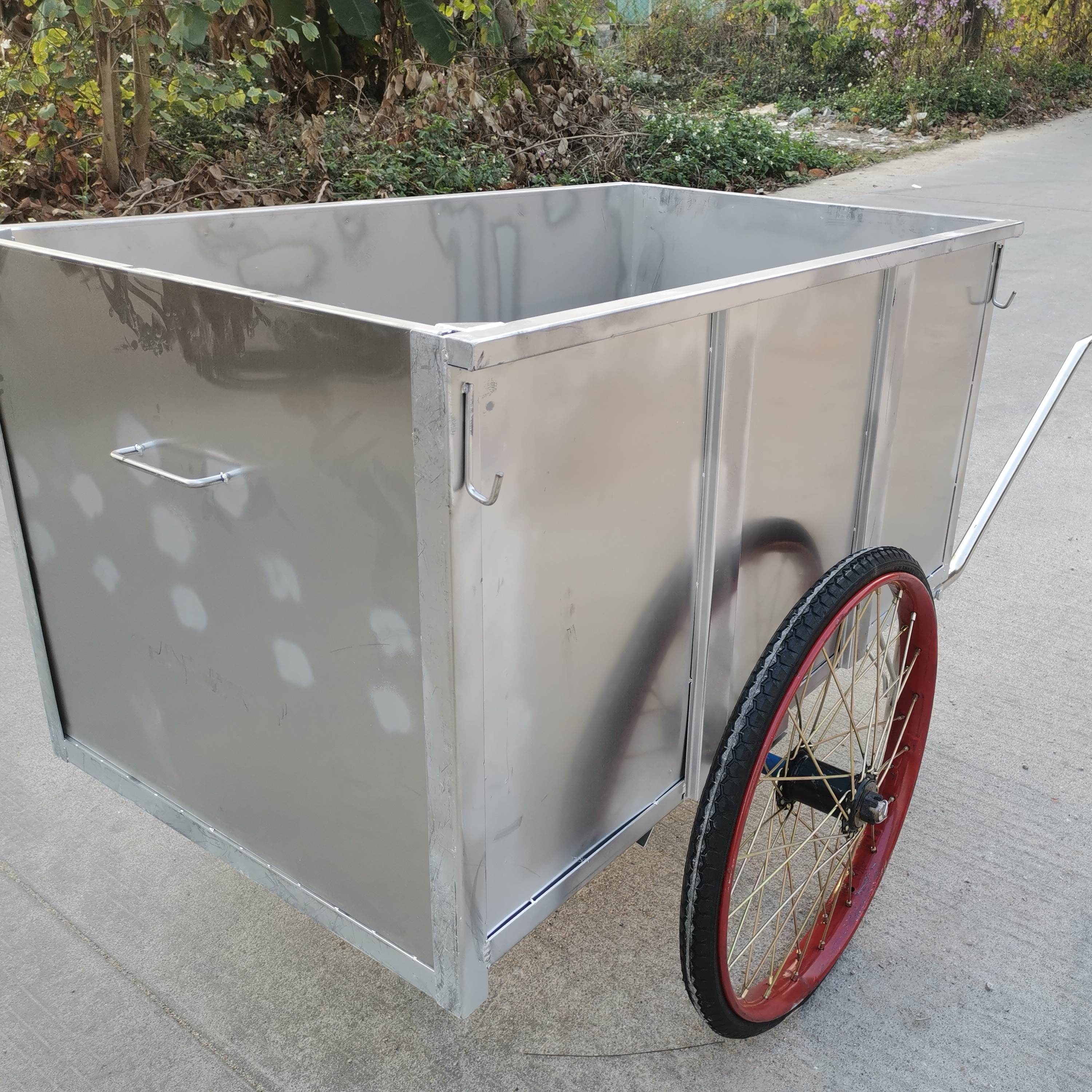 惠利得户外不锈钢人力手推环卫清洁保洁垃圾车物业公园垃圾收集箱