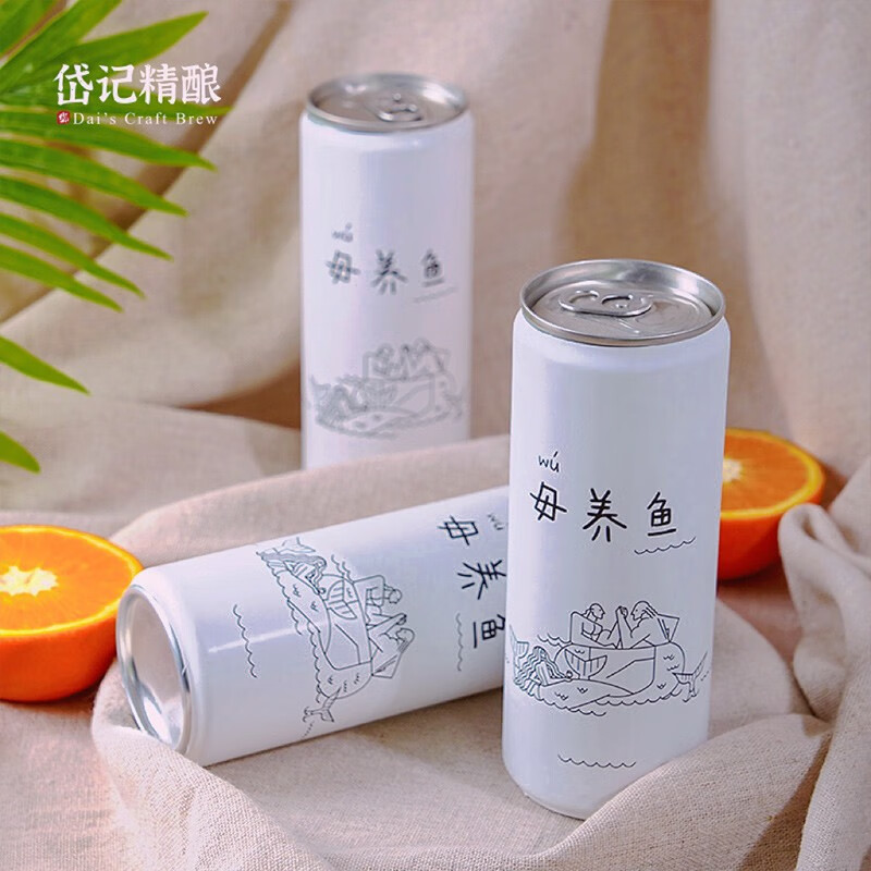 岱记精酿经典比利时小麦精酿啤酒原浆橘香白啤330ml罐装 当月生产现货直发 毋养鱼白啤 330mL 12罐 组合装