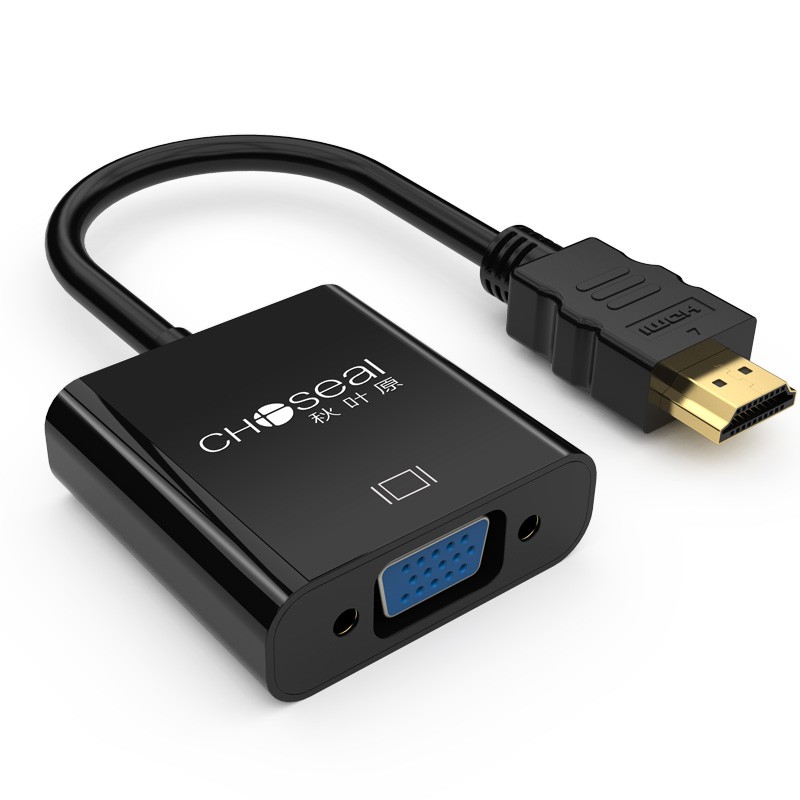秋叶原（CHOSEAL）HDMI转VGA线转接头 高清视频转换器带音频线带供电 电脑盒子连接线电视显示器投影仪QS6934