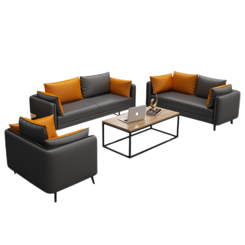 名驿 办公室沙发茶几组合会客区洽谈接待室商务简约现代双色皮艺沙发 长茶几