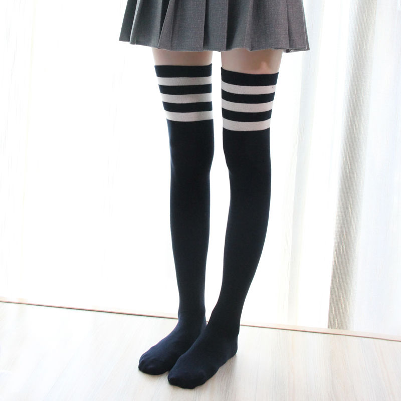显瘦美腿小腿袜白色长筒袜女过膝及膝袜黑白长袜女潮ins日系jk高筒