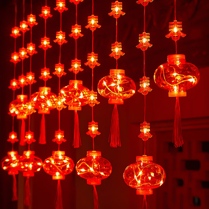 春节装饰过年红色节日喜庆彩灯带led灯串春福中国结灯串 过年灯串春