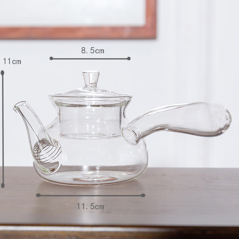 壶明火玻璃壶耐高温防爆煮茶壶空气灯专用茶壶 平面大壶450ml【厚】