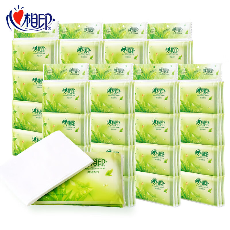 心相印（Mind Act Upon Mind）心相印手帕纸茶语纸巾随身纸巾皮夹式餐巾纸便携式面巾纸小包纸巾 8条64包