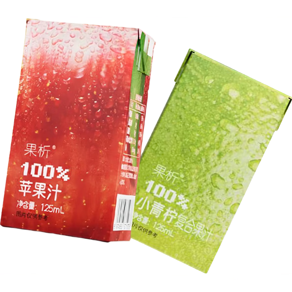 柠檬共和国（Lemon Republic）果析利乐包果汁100%饮料双重口味混合装苹果12盒+青柠12盒