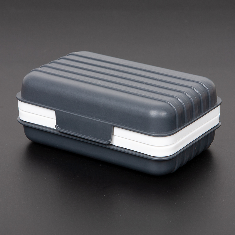英派创意旅行皂盒便携式香皂盒带盖卫生间沥水肥皂盒便携式密封锁扣防水带卡扣 太空灰