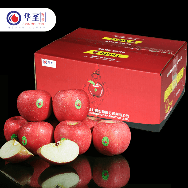 华圣陕西洛川苹果约10斤24个装整箱批发精选甜脆新鲜红富士苹果 J