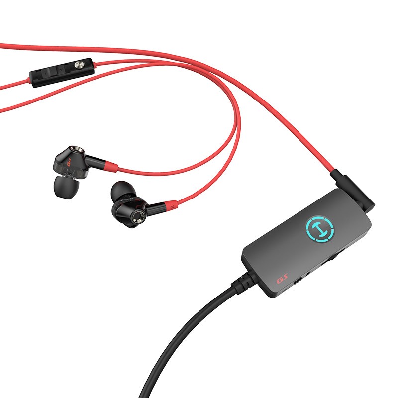 漫步者(EDIFIER)HECATE GM360声卡版 入耳式双动圈四核游戏耳机 电脑手机耳麦 7.1声道外置声卡 黑红色