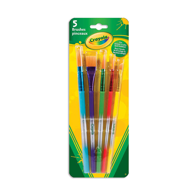 绘儿乐（Crayola）水粉笔5支套装儿童美术颜料绘画笔小学生初学者绘画工具画笔圆头画刷 画刷5支装053506