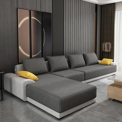 东莞沙发品牌简约现代布艺沙发大户型可拆洗客厅转 深灰色棉麻海绵款