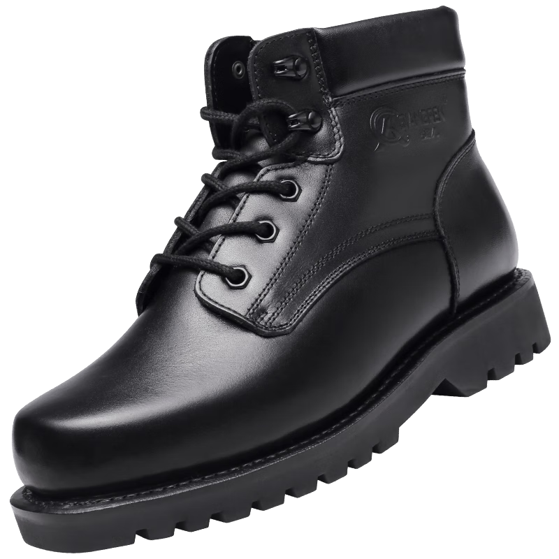 強(qiáng)人冬季男棉靴際華3515戶外作戰(zhàn)靴頭層牛皮固特異羊毛靴 JDE03 黑 39