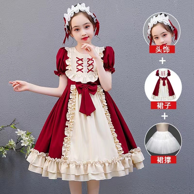 圣闲女童洛丽塔公主裙春夏款儿童洛丽塔服装日系童装长袖女童lolita