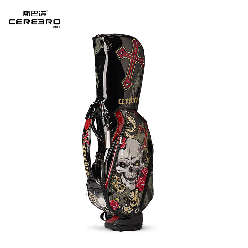 斯巴诺 Cerebro玫瑰骷髅头高尔夫球包男轻便球袋个性男神灯系列标准球包 黑色