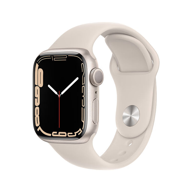 Applewatch series7苹果智能手表7代watch手环S7运动防水手环配件 星光色铝金属表壳+星光色运动表带 GPS 官方标配 41MM