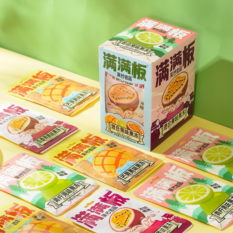 满满板果冻果板果冻网红菓抄吉品吸吸果肉果冻解馋零食蒟蒻 65g*20包