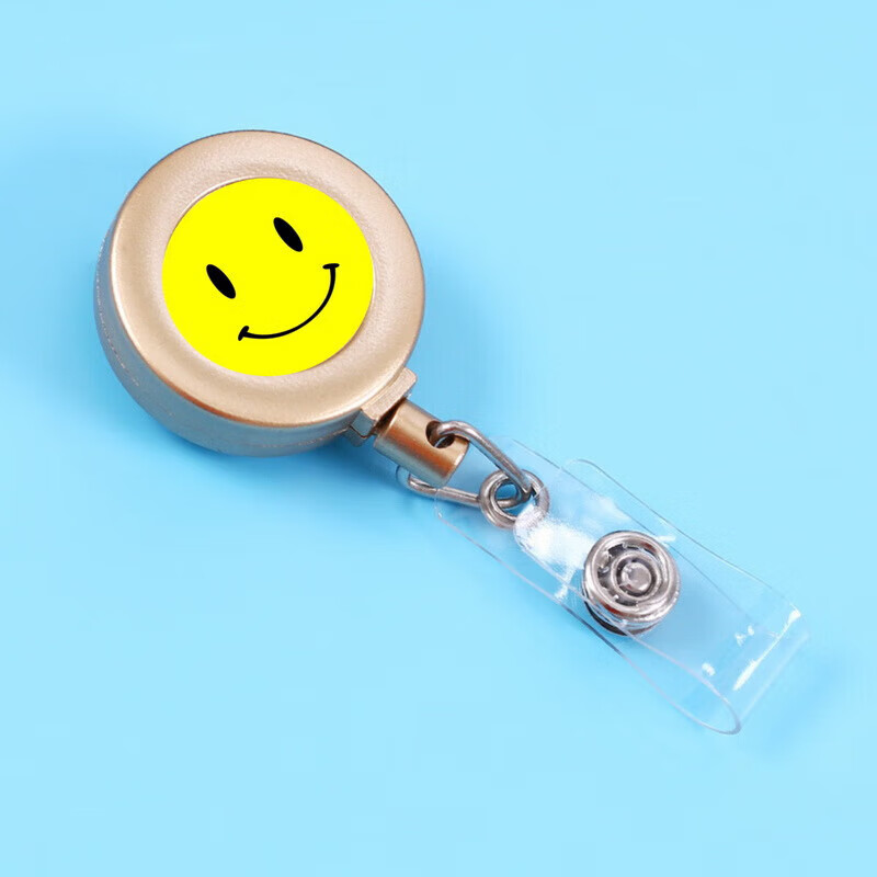 卡套易拉扣医院医生护士胸牌挂牌胸卡可拉伸 9931喷漆金色伸缩扣 笑脸