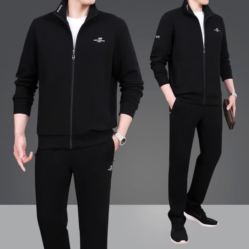 九屠品牌中老年运动服套装男春秋季运动服装男运动套装男爸爸装三件套