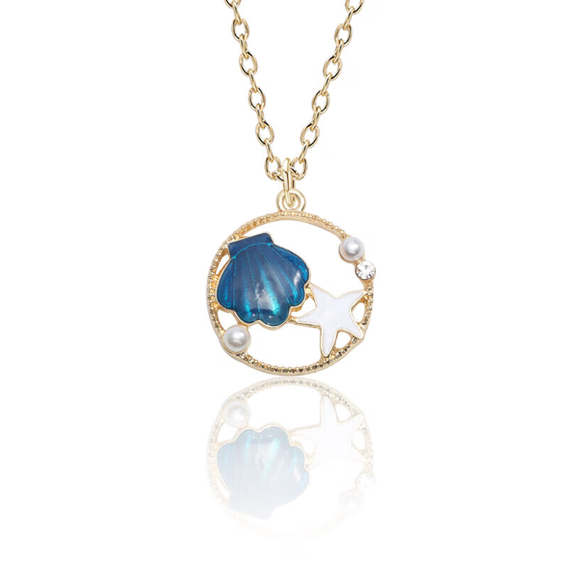 蓝珠可爱卡通项链女童公主儿童首饰闺蜜学生二人三人蓝色贝壳吊坠饰品