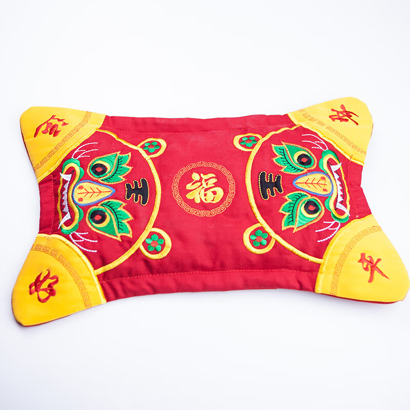 新款民俗老虎枕头婴幼儿荞麦皮枕头儿童绣花枕头男女宝宝虎头枕 双虎