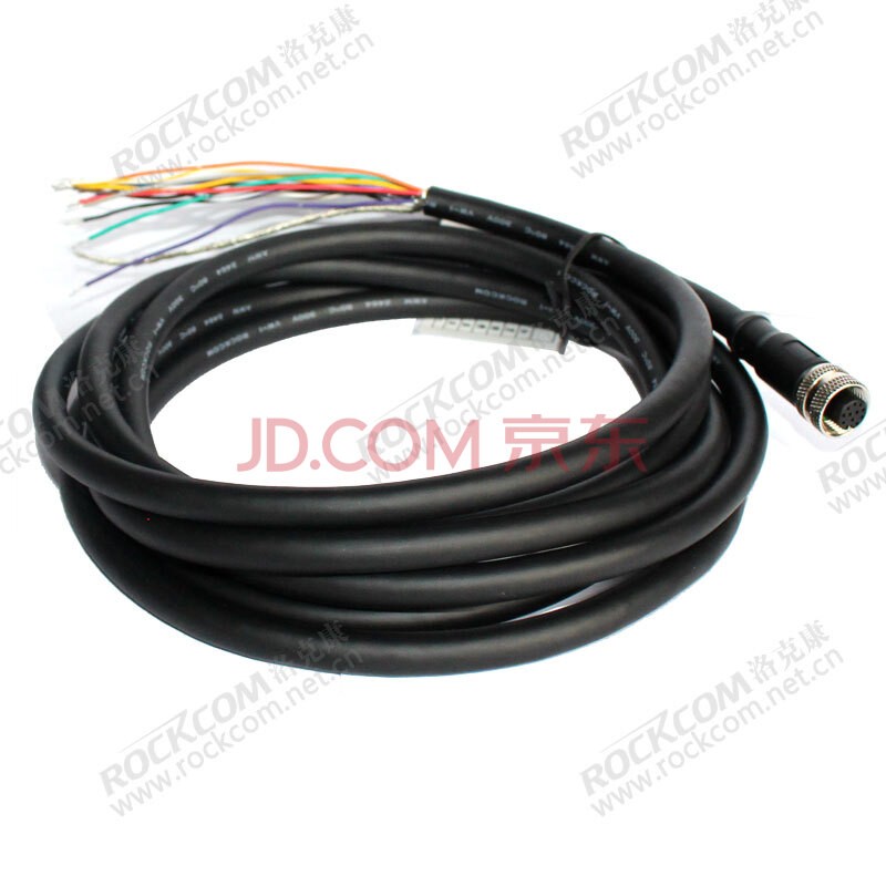 洛克康 线缆兼容康耐视IO电源触发Cognex CCB-PWRIO-05/10 M12 12孔转散线 高柔静态兼容CCB-PWRIO-长度 30米