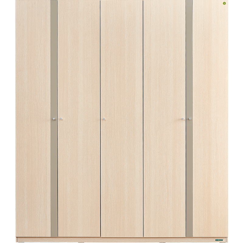 全友家居衣柜 现代北欧卧室柜 自然白橡木纹双色拼接卧室衣柜衣帽间储物大衣柜106305 五门衣柜