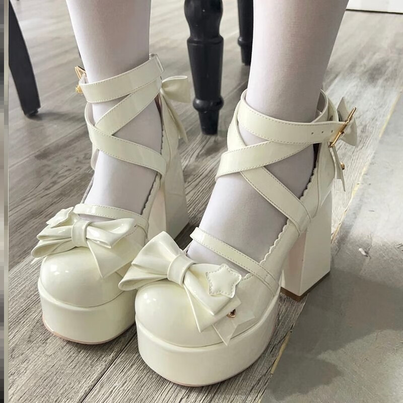 圣曼芬洛丽塔鞋子高跟鞋 鞋洛丽塔鞋小皮鞋配裙子公主风可爱圆头辣妹